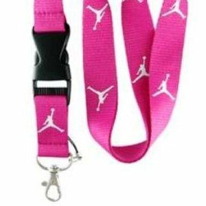 Pink and White Jordan Lanyard Keychain ID Badge Holder Quick release Buckle